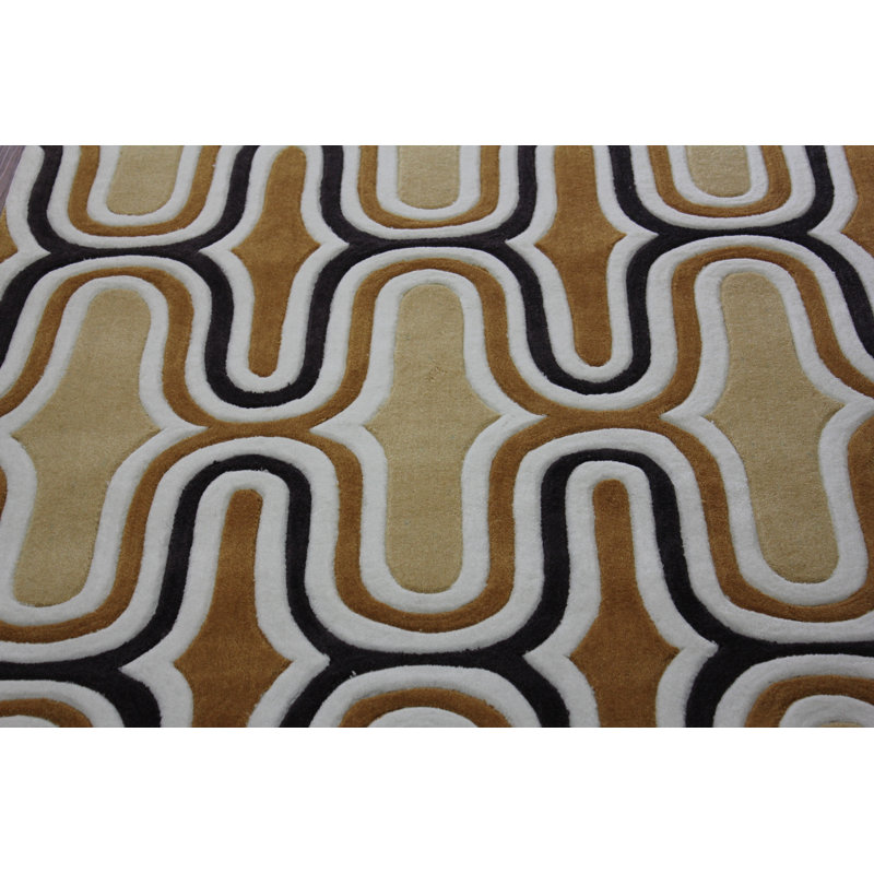 Tapis de zone jaune touffeté à la main Tribeca