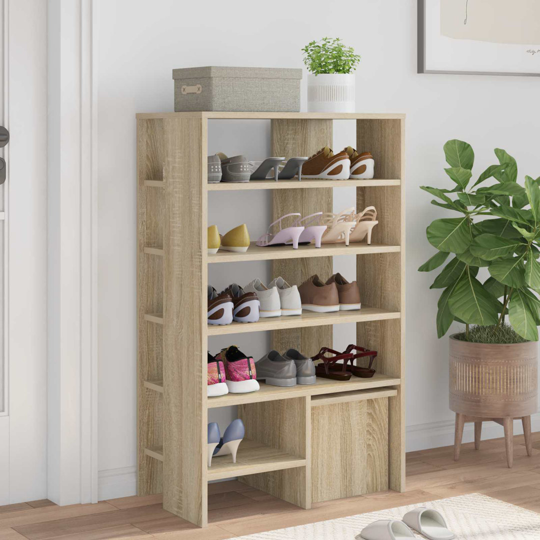 Shoe Cabinet With Shelf With Storage 2 Pcs Engineered Wood Organizer
