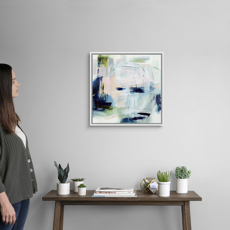 «Over Over by the Moon» par Jodi Maas - reproduction d'art sur toile, Cadre flottant blanc, H 22 po x l 22 po x P 1,75 po