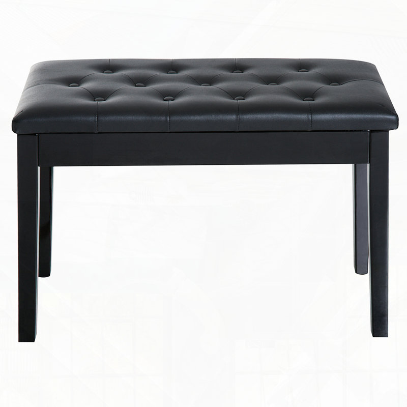 Banquette de piano capitonnée à boutons capitonnée, Noir