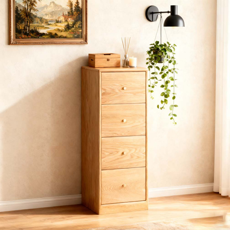 Solid Oak Bedside Table Storage Cabinet