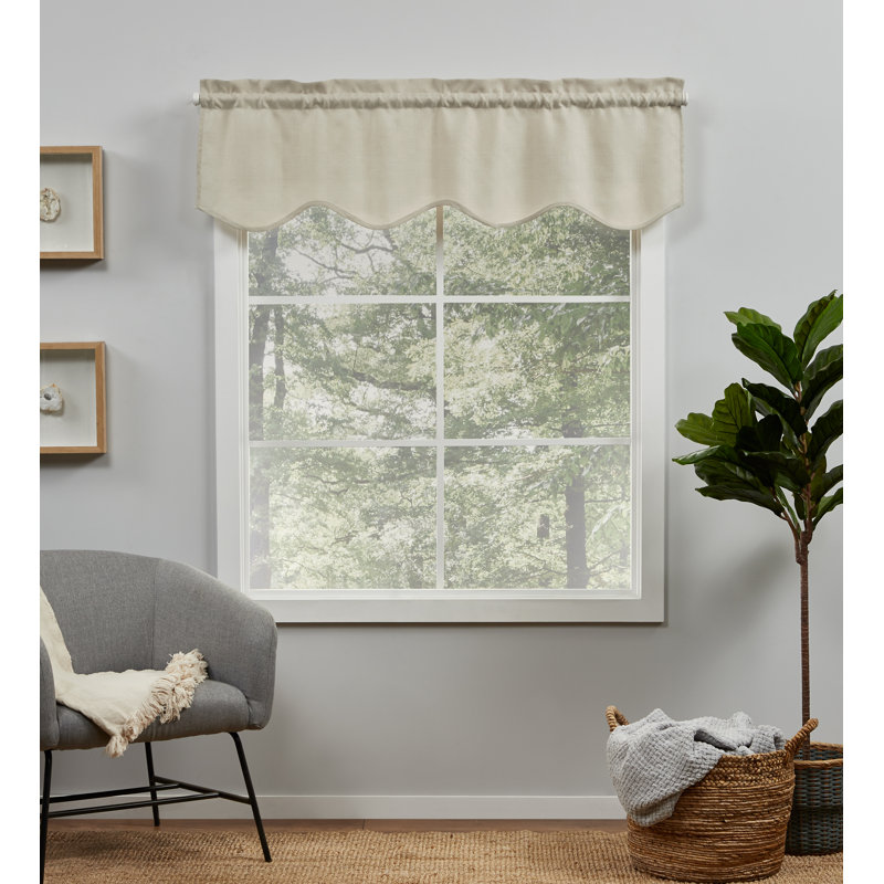 Exclusive Home Loha Light Filtering Rod Pocket Scalloped Valance, Beige