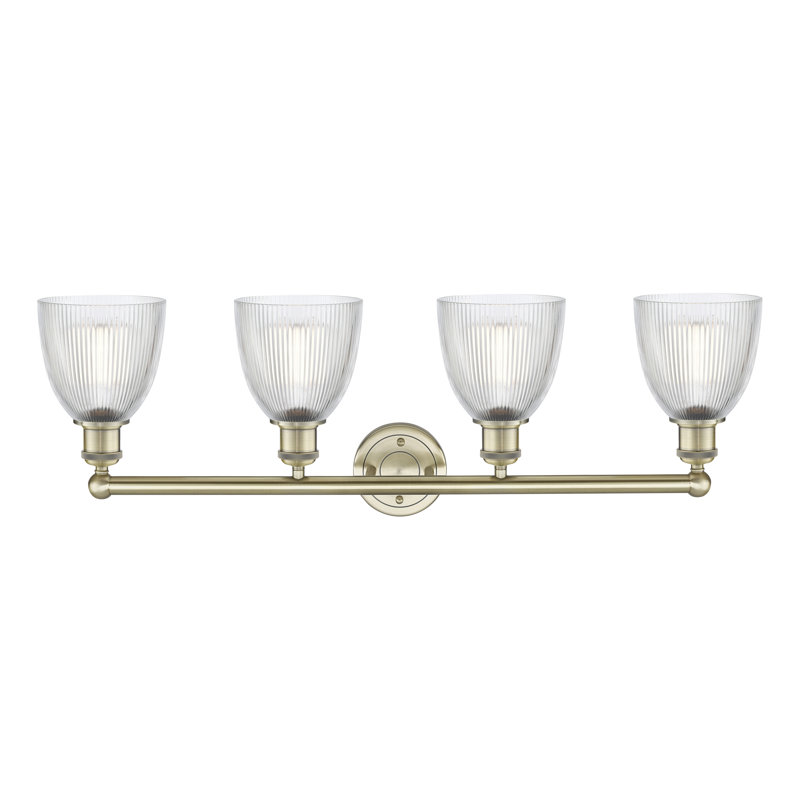 Éclairage pour meuble-lavabo 4 lumières 33 pouces Philomene, Transparent, Laiton antique