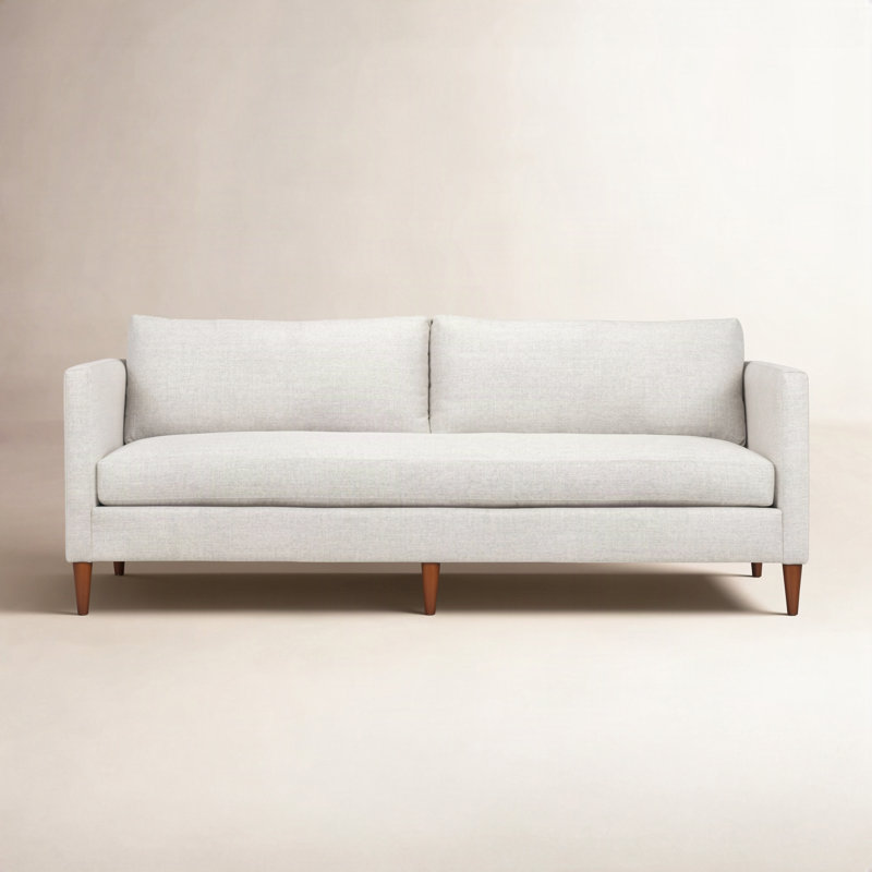 Clifford 87" Upholstered Custom Bench-Seat Sofa, Turbo Ash Basketweave