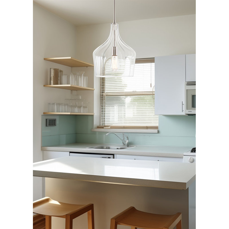 Lucy 1 - Light Kitchen Island Pendant, Brushed Nickel