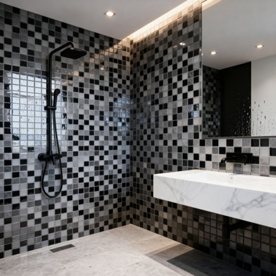 Mineral 1" x 1" Slate Grid Mosaic Wall & Floor Tile
