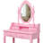 Pink Princess Vanity Desk Set With Mirror & Cushioned Stool, 4-Drawer Wooden Makeup Vanity Table For Girls' Bedroom, Dressing Table With Ample Storage-986134043