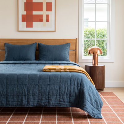 French Linen Box Stitch Quilt & Sham Set
