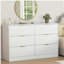 Commode à 6 tiroirs, commode pour chambre à coucher, salon, couloir et entrée Simply Modern - Grande armoire de rangement blanche-175135042