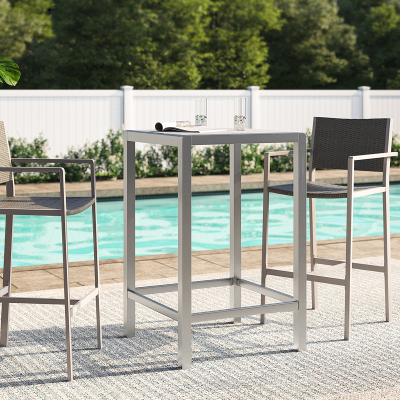 Caggiano Square Glass Outdoor Bar Table , 27 " W 27 " D