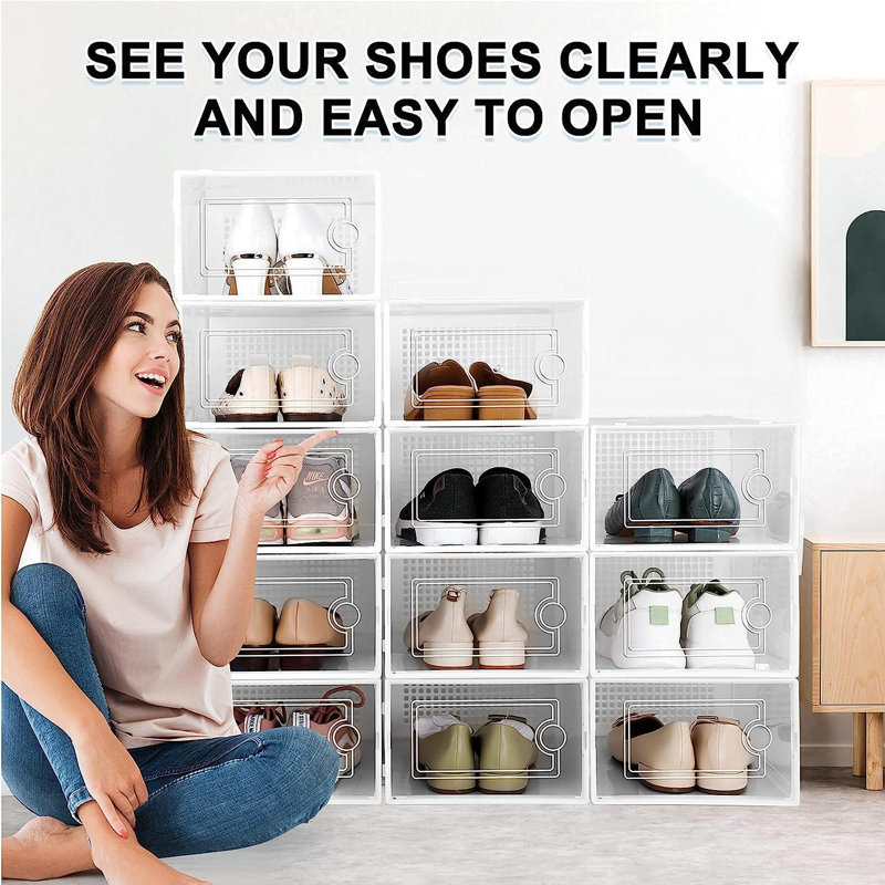 5 Pair Stackable Shoe Storage Box, White