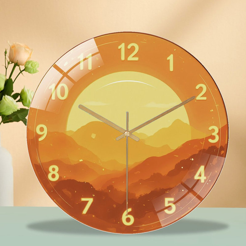 Horloge murale moderne en verre 12 po Mountain