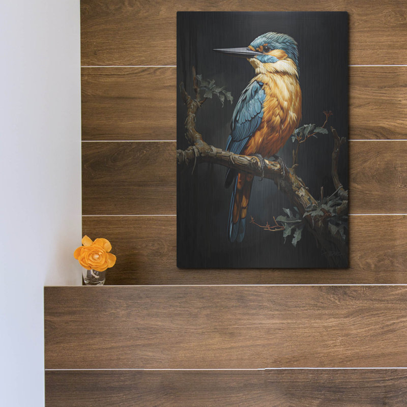 Art mural en métal «Kingfishers 1» par Momart, H 16 po x l 12 po