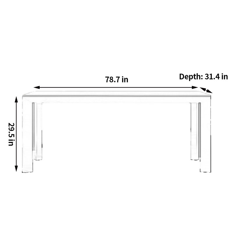 Table de salle à manger minimaliste et pratique, H 29,5 po x L 78,7 po x l 31,4 po