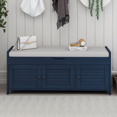 Banc à chaussures de 43,5 po de largeur avec coussin et armoire