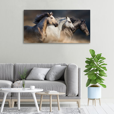 Horses In A Gallop - Wrapped Canvas Print
