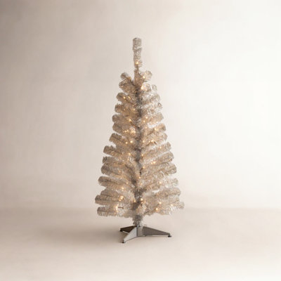 Silver Pre-Lit Pine Christmas Tree