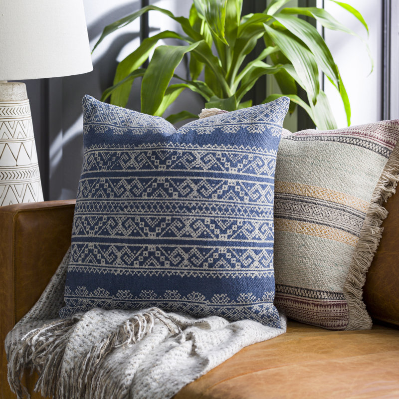 Zendaya Geometric Cotton Throw Pillow, Down