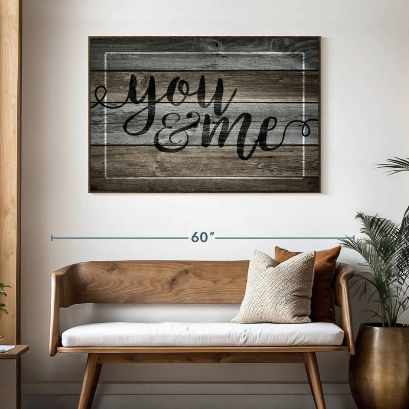 Plaque murale "You And Me", 46 po x 31 po, Cadre flottant en noyer
