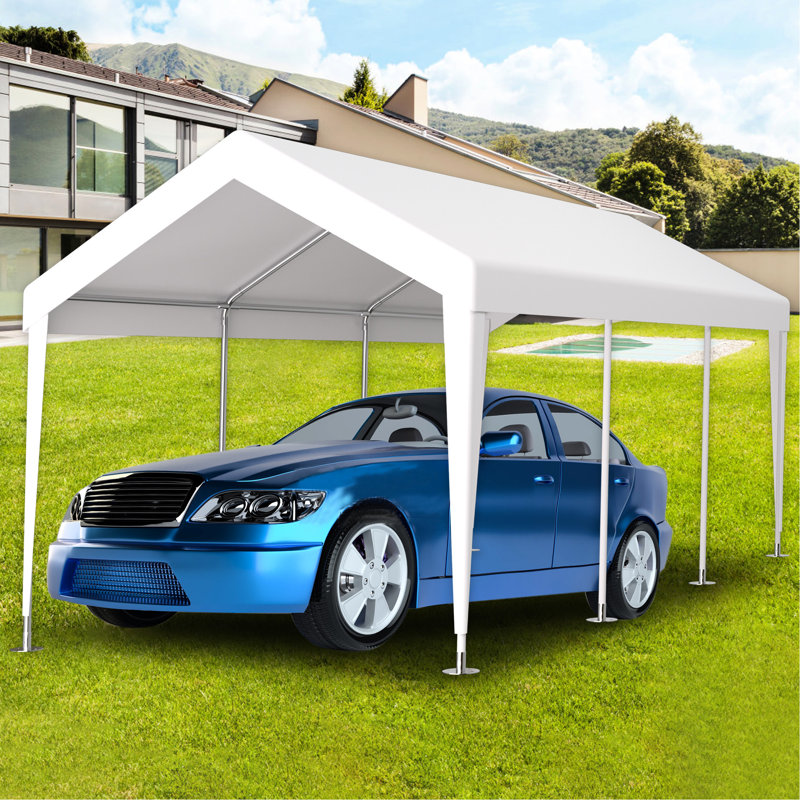 10X20ft Carport Replacement Cover - Waterproof & Tarp. Material. 72 Elastic Buckles. Enhanced Edge Reinforcement. Simple Install Storage. White. Suits Various Outdoor Settings Canopy Tarp Protected.