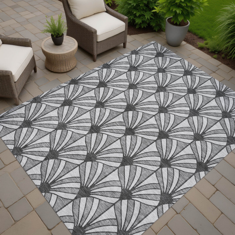 Machine Washable Indoor/Outdoor Lipman ACN2426 Mid-Century Modern Rug, Rectangle 8' x 10'