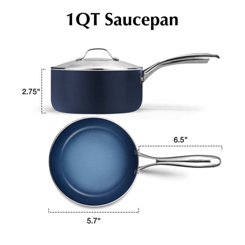 Casserole antiadhésive avec couvercle en acier inoxydable de 1 pinte CS KOCHSYSTÈME avec poignée en acier inoxydable, allant au four