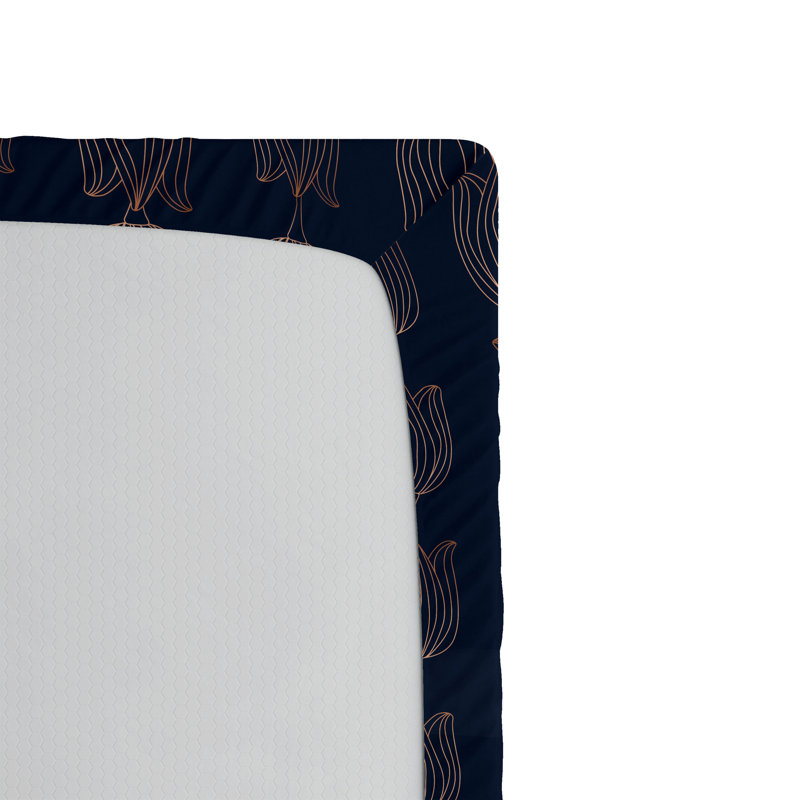 Drap-housse Ambesonne, Bleu ciel foncé, jaune foncé / floral, Drap-housse simple TG