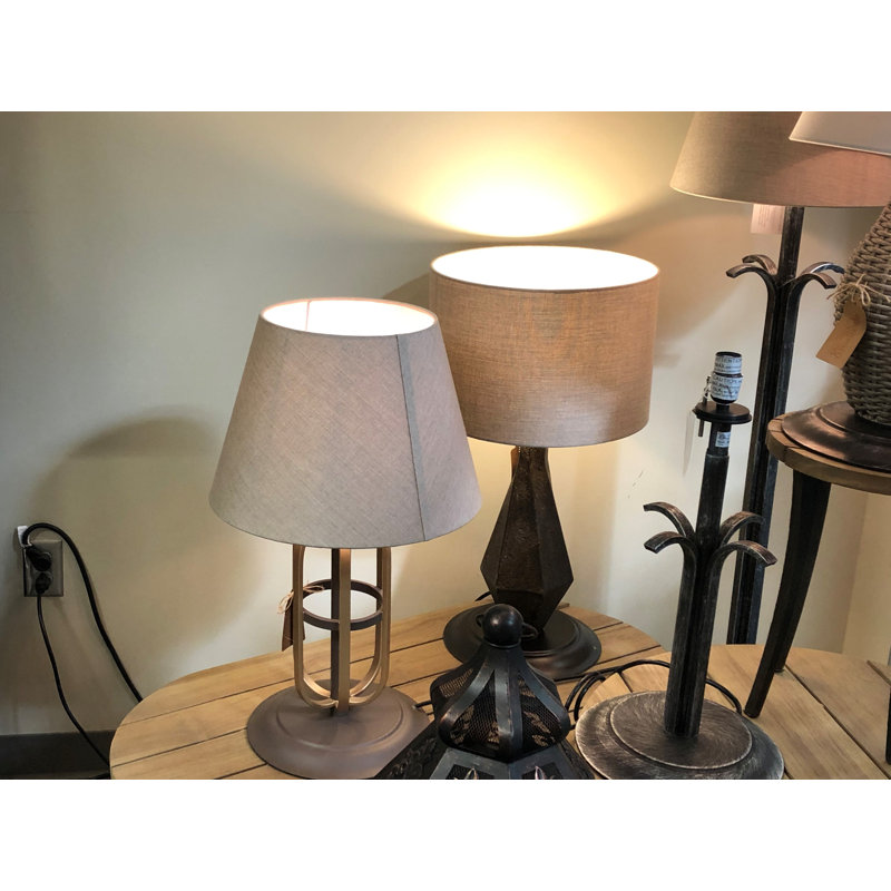 26" Plug-In Outdoor Table Lamp w/ Sunbrella Fabric Shade, Cast Ash Sunbrella® Plainweave
