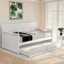 Lit de jour simple Clean Silhouette avec couchette coulissante, finition en bois massif blanc