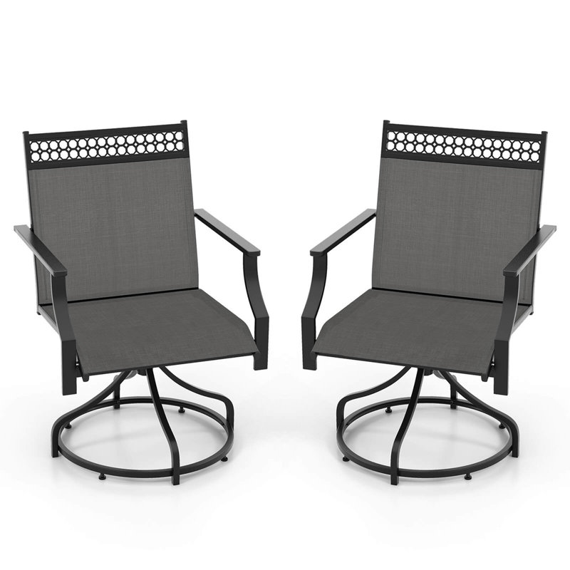Ensemble de 2 chaises de patio pivotantes Lark Manor ™ avec structure en métal et tissu à séchage rapide