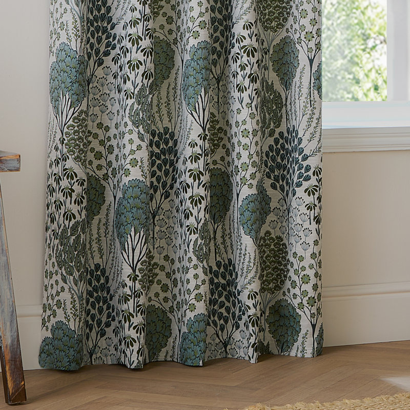 Ophelia Room Darkening Curtain Panel Pair, 229cm Width x 229cm Drop, Green