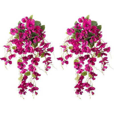 2Pcs Fake Hibiscus Artificial Hanging Flowers Plants