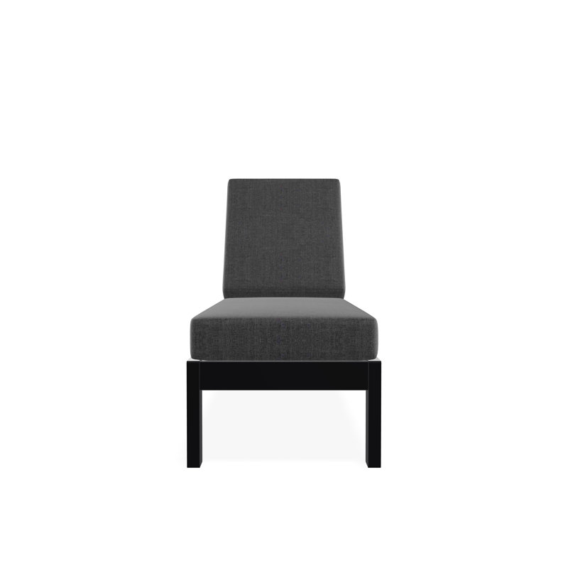 Chaise longue sans accoudoirs en polyester à 3 positions Leeward, Tissage uni ardoise coulée Sunbrella®, Noir