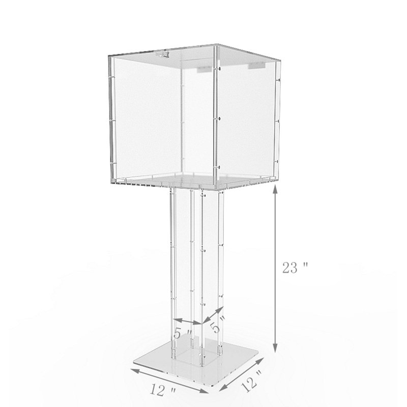 Fixturedisplays® 15X15x38" Clear Plexiglass Large Floor Standing Tithing Box Offering Box Ballot Box 14316