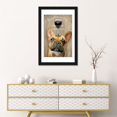 Impression sur toile tendue Fab Funky «Dog Au Vin with French Bulldog»