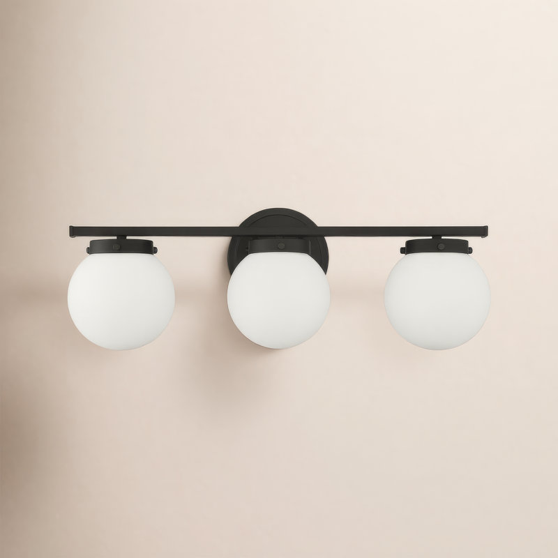 Éclairage pour salle de bain à 3 lumières à intensité variable Finian, Blanc, Noir mat