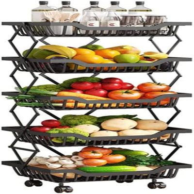 Chariot-panier pliable en métal à 5 niveaux