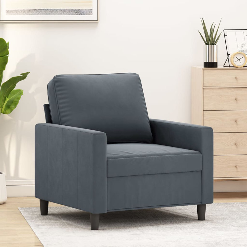 Douam 30.7" Upholstered Sofa, Dark Gray 100% Polyester