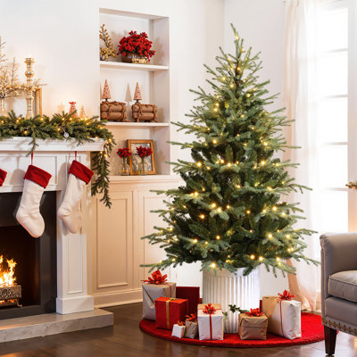 6Ft Pre-Lit Green Artificial Christmas Tree Potted