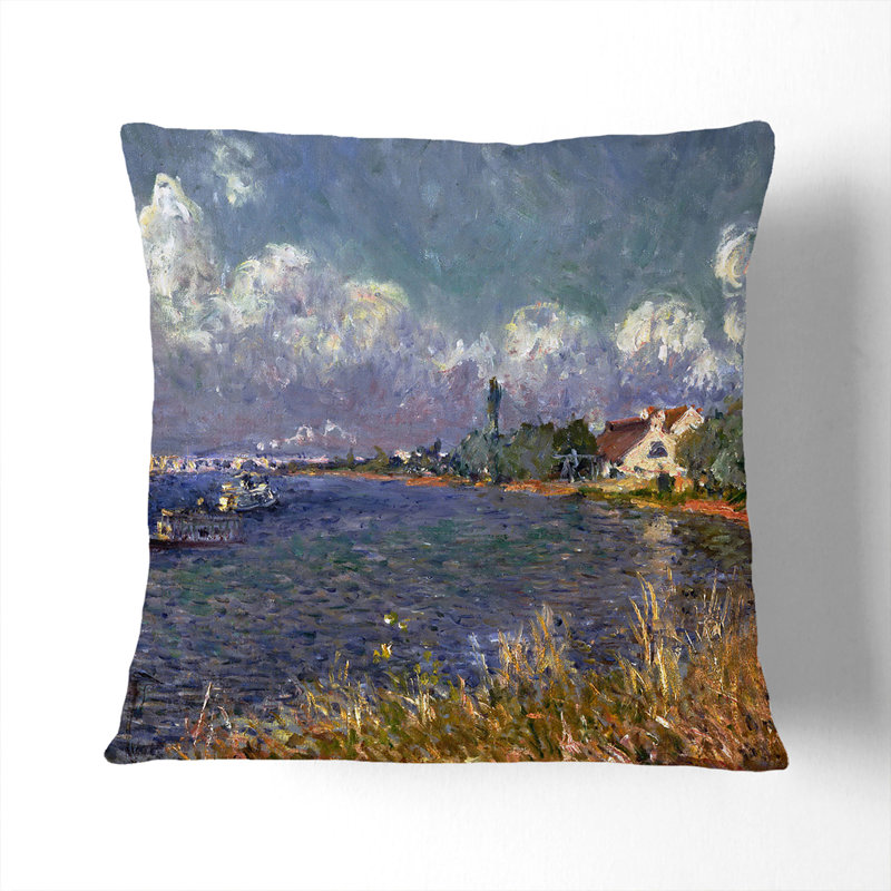 The Seine at Billancourt Scatter Cushion with Filling, Black, 40cm H x 40cm W x 15cm D