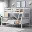 Space-Saving Twin Over Full Platform Bunk Bed Frame With Attached Ladder and Safety Guardrail, Solid Pine Soft White