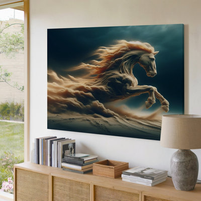 Reproduction d'art sur toile surélevée, cheval de sable, surréel, cheval de sable