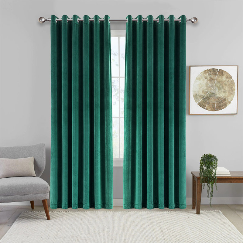 Imperial Rooms Crushed Velvet Eyelet Sheer Curtains, Emerald, 117cm Width x 137cm Drop