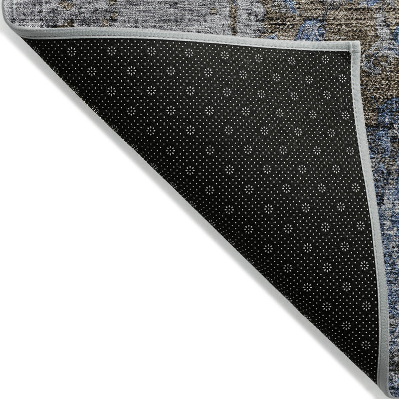 Anna Blue Washable Indoor-Outdoor Rug - , 2'3" x 7'6"