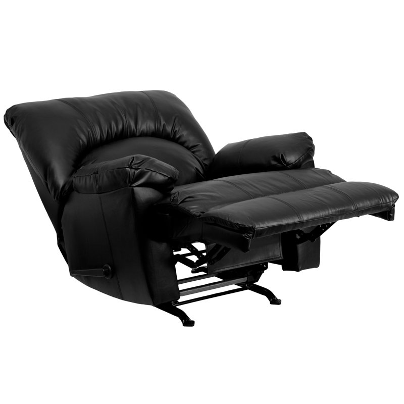 Ranee Faux Leather Recliner, Apache Black Leather