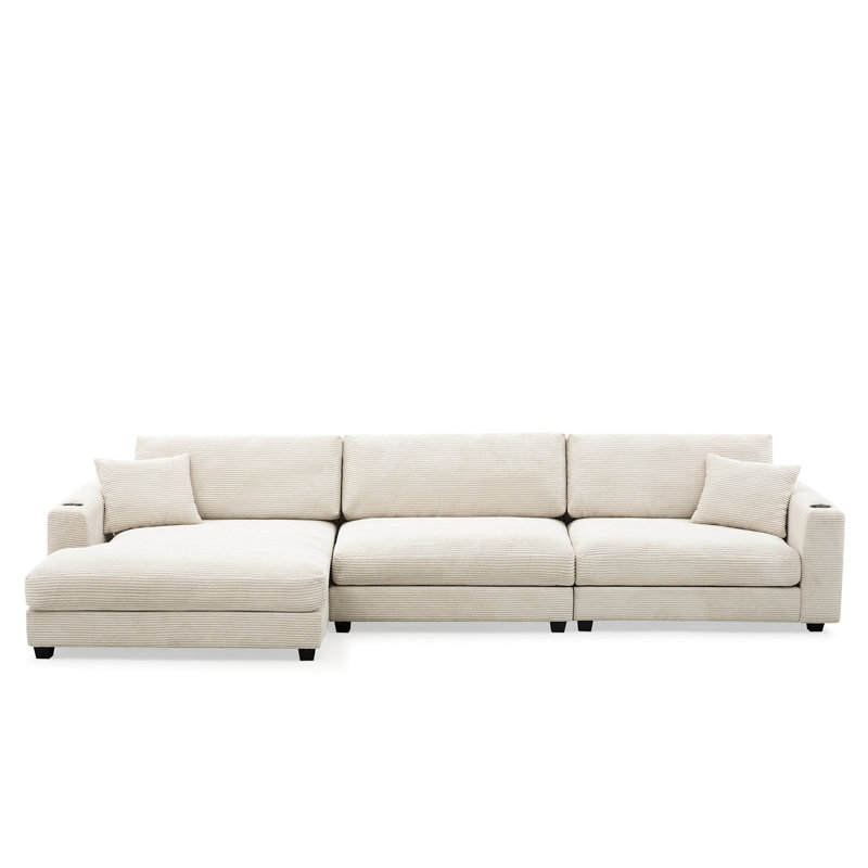 Salon modulaire en velours côtelé Comfy, Beige