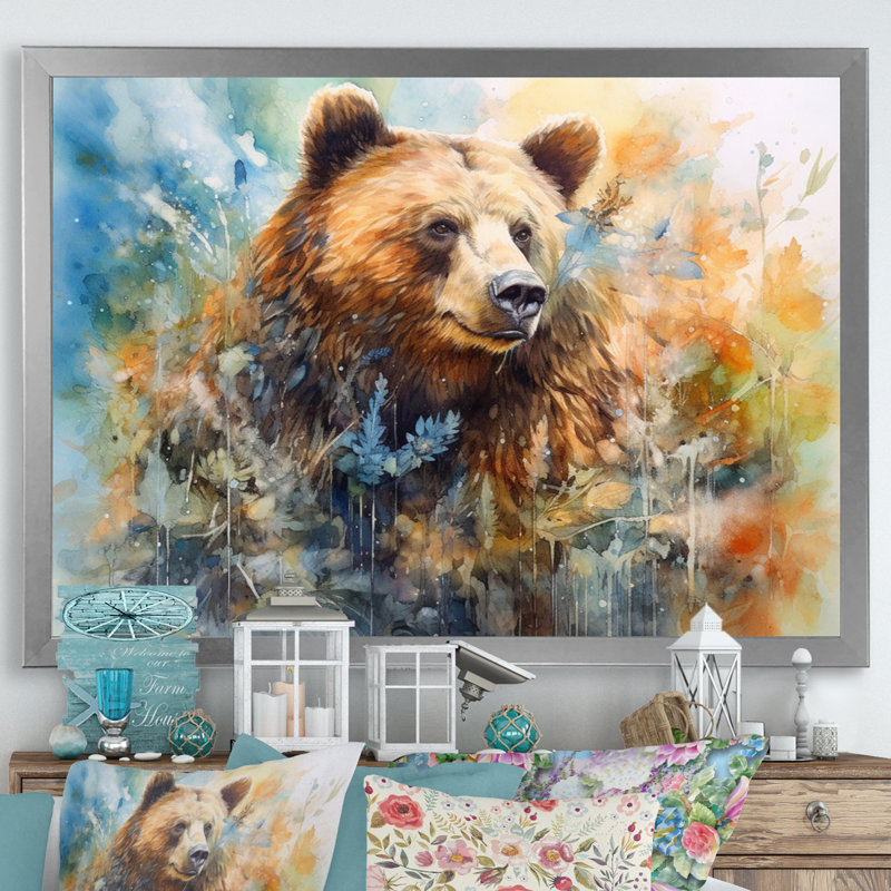 Majestic Grizzly II sur toile, Cadre photo argenté, H 30 po x l 40 po x P 1,5 po