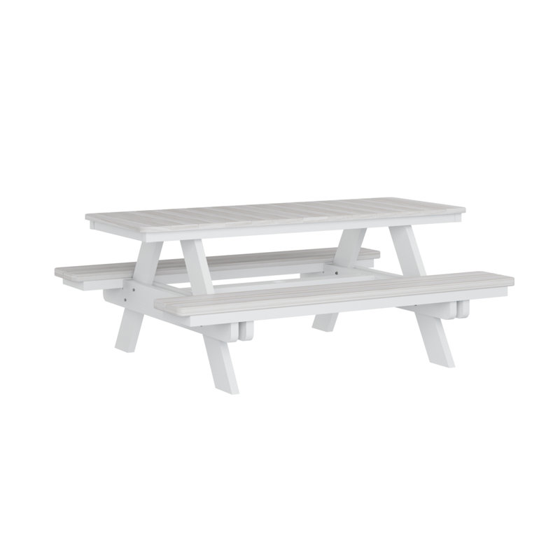 Table de pique-nique rectangulaire Berlin Gardens Ada, H 29 po x L 72 po x l 58 po, Coquillage / Blanc