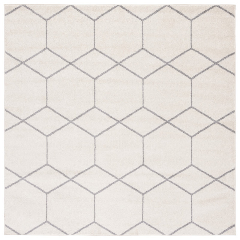 Tapis ivoire / gris Kasturi 608, Carré 6 pi 7 po