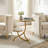 Pazong Round End Table with Shelf, Gold with Faux Leather Top
